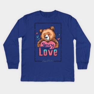 Adorable Beary in Love Teddy Bear T-Shirt: Hugs and Kisses! Kids Long Sleeve T-Shirt